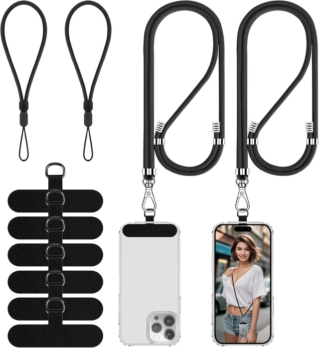 Main image of Cell Phone Lanyard 2 Phone Crossbody Lanyard 2 Wrist Phone Strap and 6 Connectors Compatible with Most Phones
