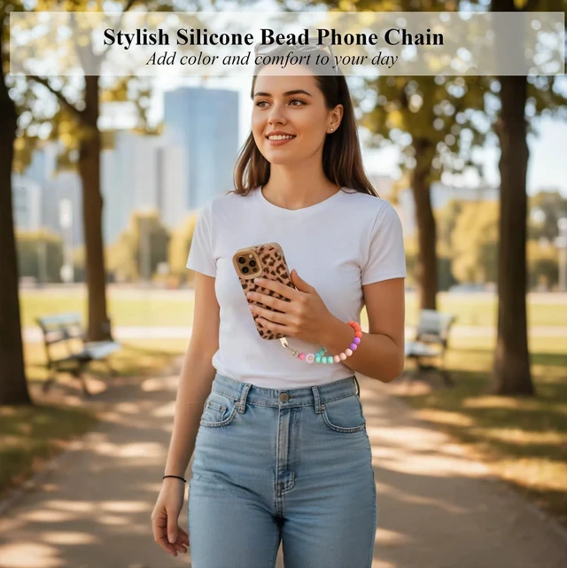 Alt view image 7 of 7 - Phone Wrist Strap Cute Silicone Bead Phone Chain Lanyard with Tether Tab Wristlet Strap for iPhone Charm Women Gifts