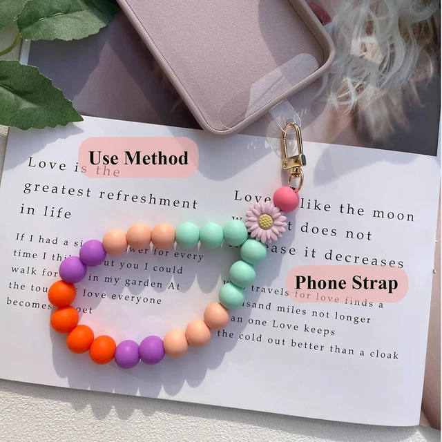 Alt view image 5 of 7 - Phone Wrist Strap Cute Silicone Bead Phone Chain Lanyard with Tether Tab Wristlet Strap for iPhone Charm Women Gifts
