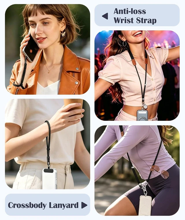 Alt view image 5 of 7 - Anti-Theft Phone Lanyard Crossbody Strap & Cellphone Wrist Strap for Women/Men Anti-Drop Phone Shoulder Holder Neck Lanyard with 3 Tether Tabs for iPhones Keys ID Badge Wallet for Moms Office Outdoor