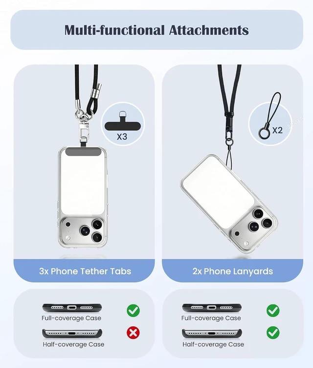 Alt view image 7 of 7 - Anti-Theft Phone Lanyard Crossbody Strap & Cellphone Wrist Strap for Women/Men Anti-Drop Phone Shoulder Holder Neck Lanyard with 3 Tether Tabs for iPhones Keys ID Badge Wallet for Moms Office Outdoor