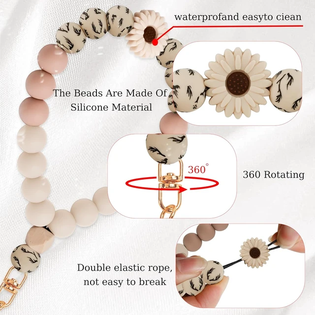 Alt view image 3 of 7 - Silicone Beaded Phone Wrist Strap for Women Elastic Wristlet