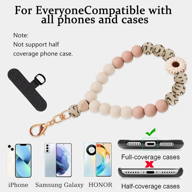Alt view image 6 of 7 - Silicone Beaded Phone Wrist Strap for Women Elastic Wristlet