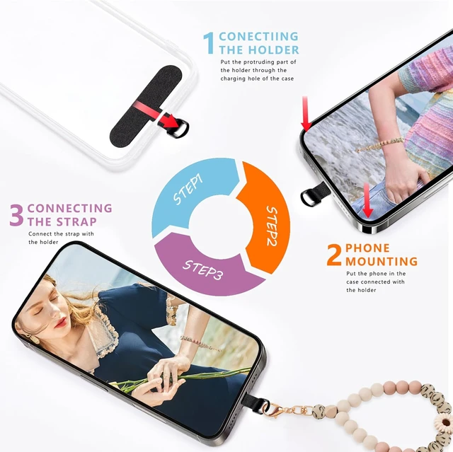 Alt view image 7 of 7 - Silicone Beaded Phone Wrist Strap for Women Elastic Wristlet