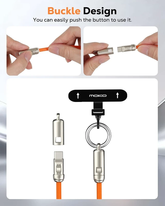 Alt view image 3 of 7 - 2-in-1 Phone Wrist Lanyard USB C Cable PD240W USB-C to USB-C Type-C Fast Charging Cable