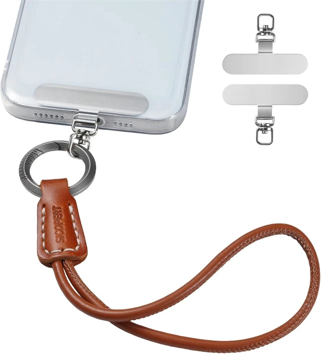 Main image of Leather Cell Phone Wrist Strap 360° Rotation & 2 Tether Tabs