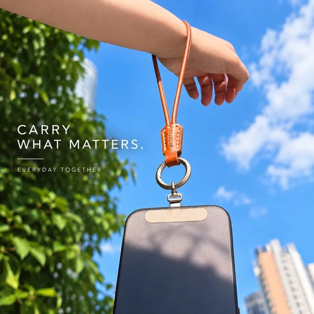 Alt view image 2 of 7 - Leather Cell Phone Wrist Strap 360° Rotation & 2 Tether Tabs