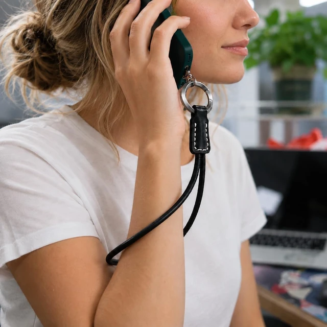 Alt view image 7 of 7 - Leather Cell Phone Wrist Strap 360° Rotation & 2 Tether Tabs