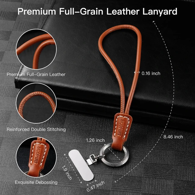 Alt view image 3 of 7 - Leather Cell Phone Wrist Strap 360° Rotation & 2 Tether Tabs