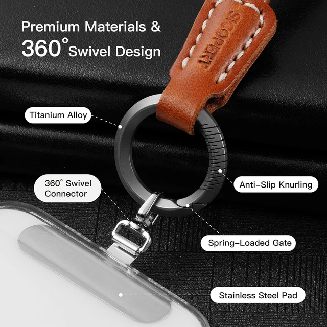 Alt view image 4 of 7 - Leather Cell Phone Wrist Strap 360° Rotation & 2 Tether Tabs