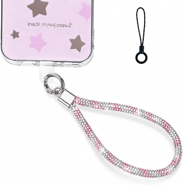 Main image of Phone Wrist Strap with glittering Rhinestone Phone Charm for Women