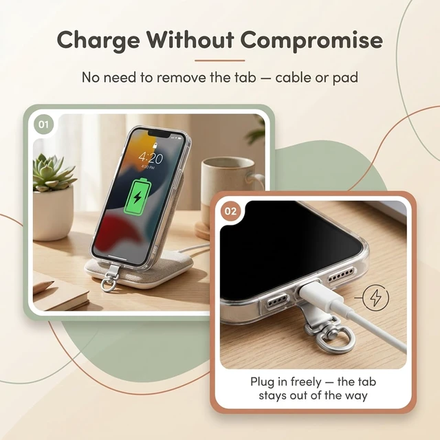 Alt view image 6 of 7 - 4Pcs 360° Rotating Stainless Steel Ultra-Thin Phone Tether Tab Ultra-Thin Metal Patch Fits Wristbands Lanyards & Crossbody Straps 4 Colors Compatible with Most Smartphone Cases