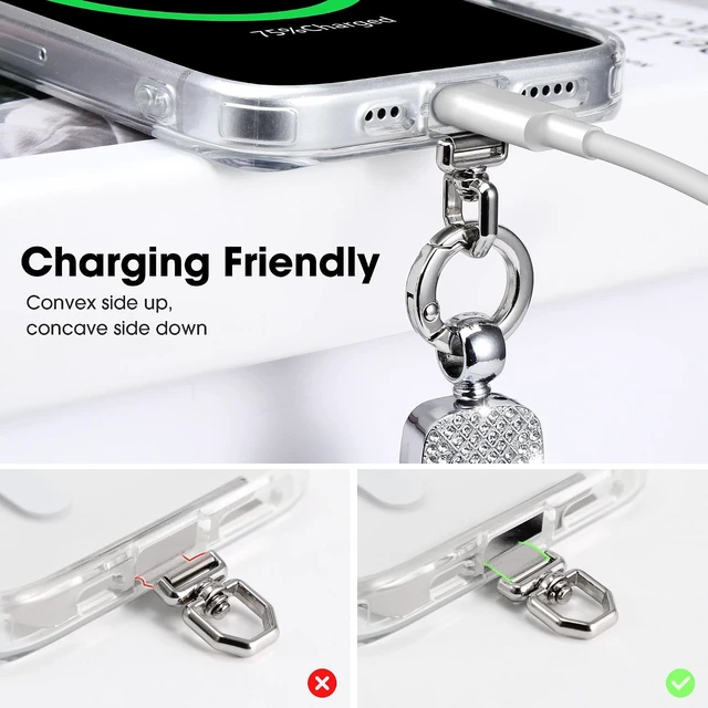Alt view image 4 of 6 - Elastic Phone Lanyard with Phone Tabs Stretchy Braided Cellphone Wrist Strap and Keys Keychain