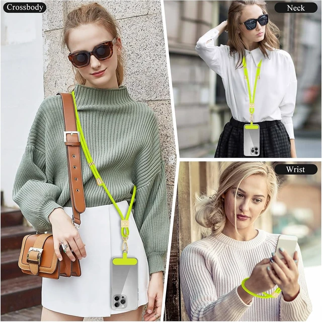 Alt view image 3 of 7 - Phone Lanyard Crossbody Hand Wrist Strap Lanyard with 2 Phone Tethers Adjustable Anti Theft Phone Strap Neck Lanyard for Keys ID Badges Phones Wallet Neon