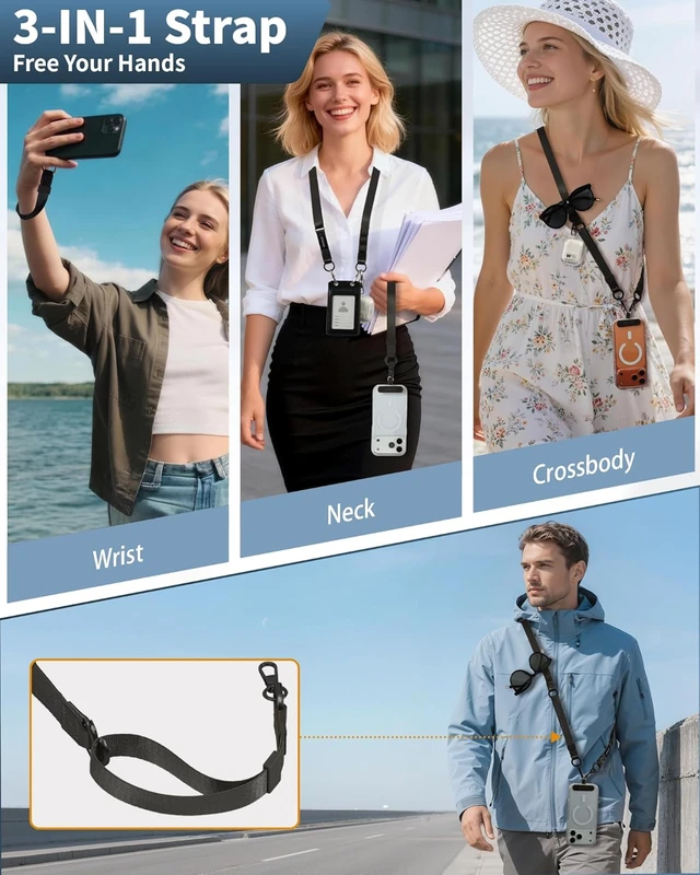 Alt view image 2 of 7 - Cell Phone Lanyard for iPhone: Adjustable Phone Strap Crossbody Neck and Wrist Strap Anti-Theft Lanyard Travel Essential Compatible for iPhone Android Smartphones