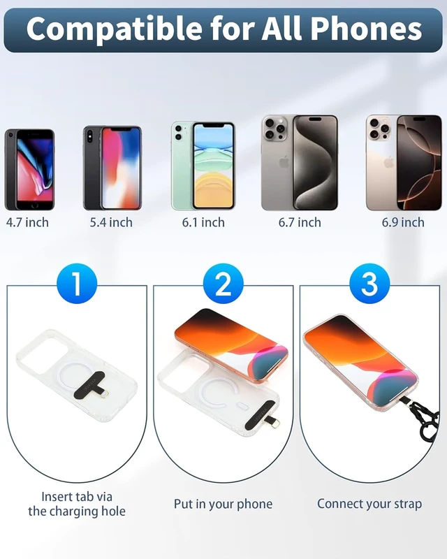 Alt view image 5 of 7 - Cell Phone Lanyard for iPhone: Adjustable Phone Strap Crossbody Neck and Wrist Strap Anti-Theft Lanyard Travel Essential Compatible for iPhone Android Smartphones