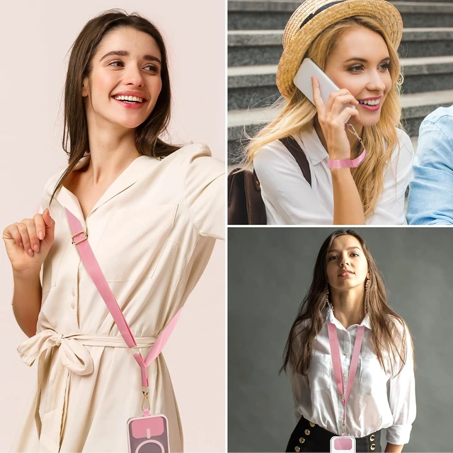 Alt view image 5 of 6 - Phone Lanyard Adjustable Crossbody Neck & Wrist Strap Pink