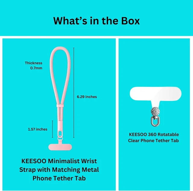 Alt view image 5 of 6 - Minimalist Wrist Strap Phone Lanyard with Adjustable Drop-Proof Design 7mm Reinforced Climbing Rope Material 2 Phone Tether Tabs (Matching Metal and Rotatable Clear) - Sakura Pink