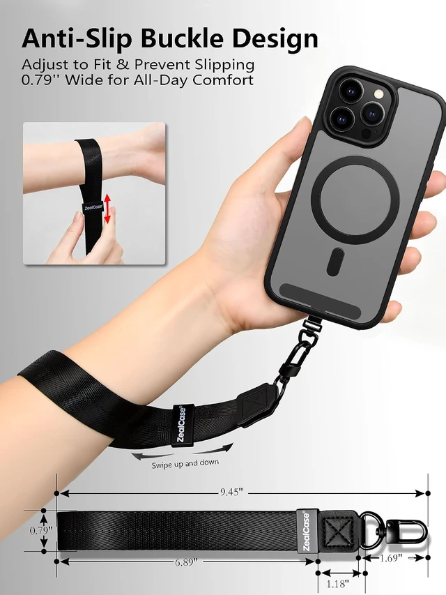Alt view image 3 of 7 - Cell Phone Lanyard Crossbody Built 3 Hooks & Anti-Slip Wrist Strap