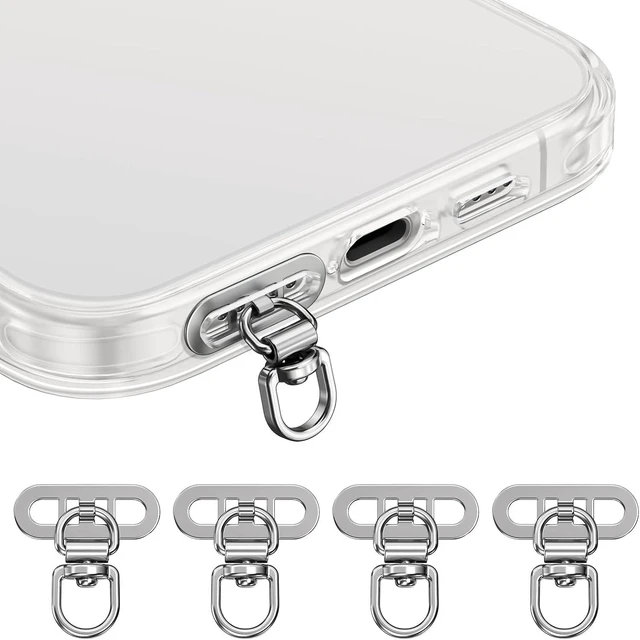 Main image of Side-Mount Phone Tether Tab Metal Lanyard Patch 360° Swivel Clip 304 Stainless Steel Wont Block Charging Port