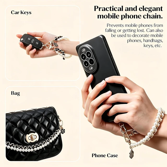 Alt view image 4 of 6 - Crossbody Anti-Theft Phone lanyards Pearl Phone Straps