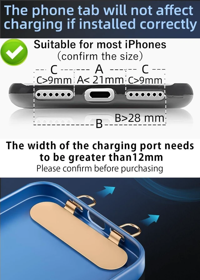 Alt view image 4 of 7 - 2 Way Metal Phone Tether Upgraded Double Buckle Lanyard Patch Phone Strap Replacement for iPhone Cases (T 2 Pieces) (Gold)