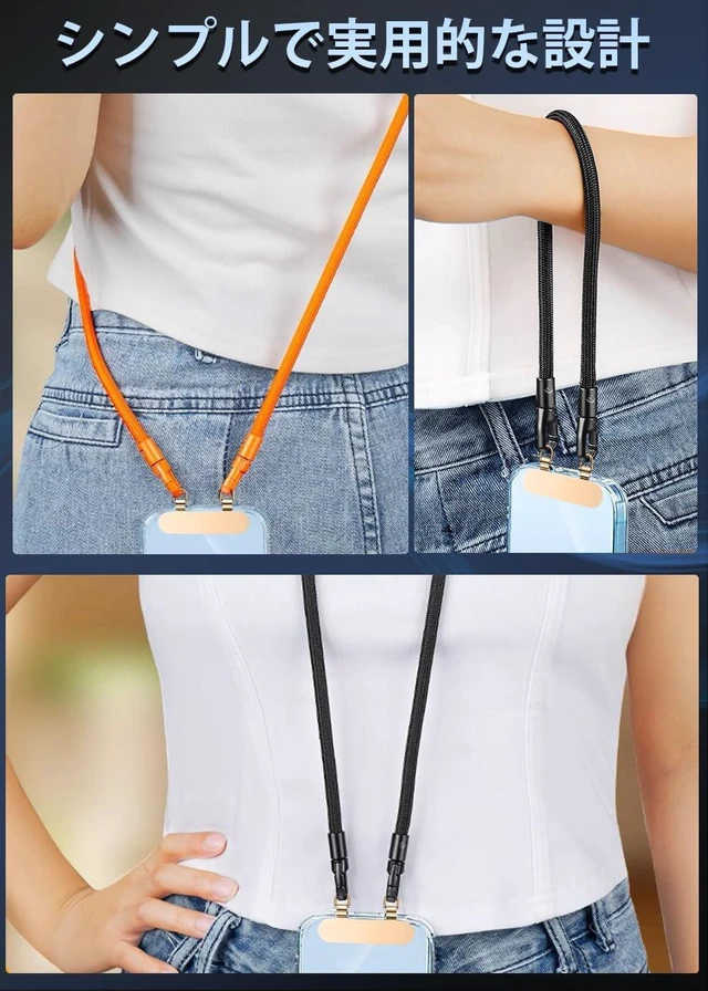 Alt view image 6 of 7 - 2 Way Metal Phone Tether Upgraded Double Buckle Lanyard Patch Phone Strap Replacement for iPhone Cases (T 2 Pieces) (Gold)