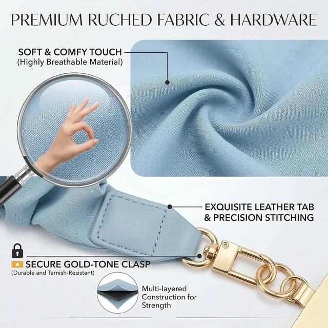 Alt view image 7 of 7 - Anti Theft Phone Wrist Strap Elastic Universal Phone Lanyard for Cell Phone Cute Scrunchie Design Wristband
