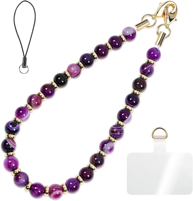 Main image of Beaded Phone Charm Wrist Strap with Tether Tab Camera Lanyard