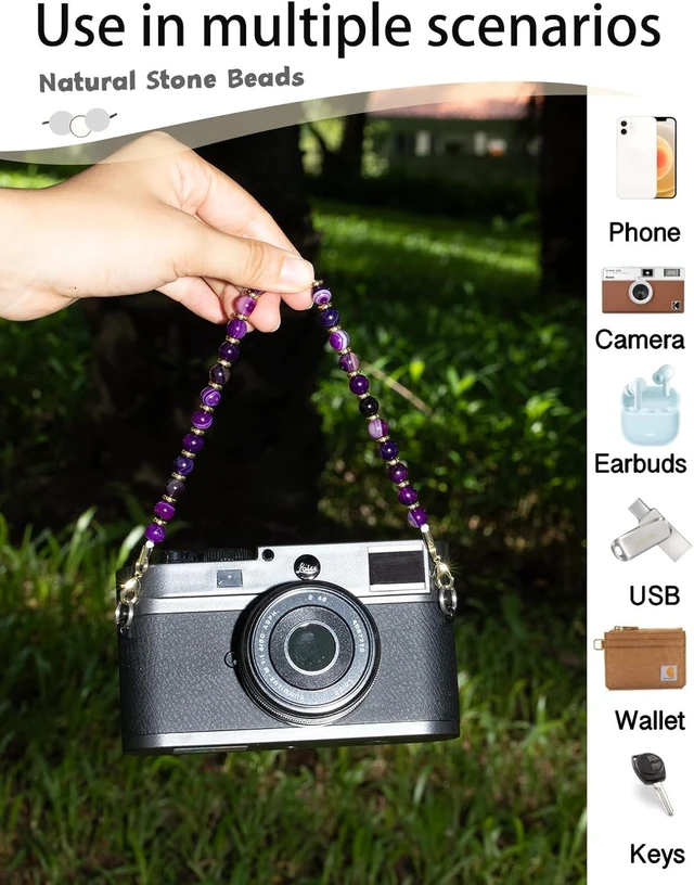 Alt view image 3 of 6 - Beaded Phone Charm Wrist Strap with Tether Tab Camera Lanyard