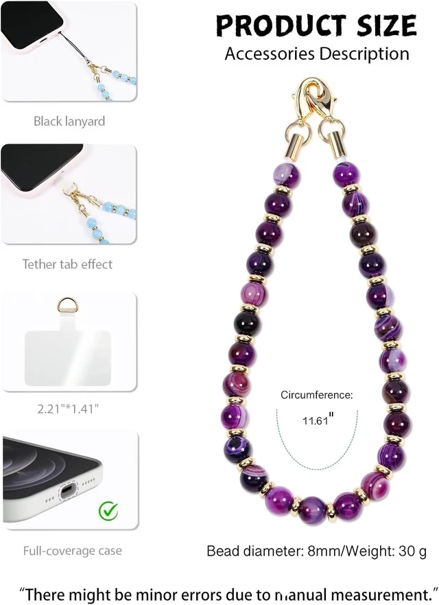 Alt view image 4 of 6 - Beaded Phone Charm Wrist Strap with Tether Tab Camera Lanyard