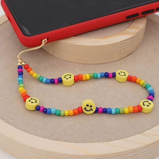 Alt view image 3 of 7 - 6PCS Beaded Phone Charms Strap Fruit Star Faux Pearl Rainbow Beads Phone Chains Beaded Lanyard for Camera Key Wallet Valentines Day Gifts for Her Women