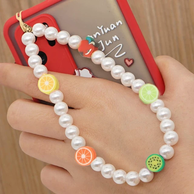 Alt view image 2 of 7 - 6PCS Beaded Phone Charms Strap Fruit Star Faux Pearl Rainbow Beads Phone Chains Beaded Lanyard for Camera Key Wallet Valentines Day Gifts for Her Women