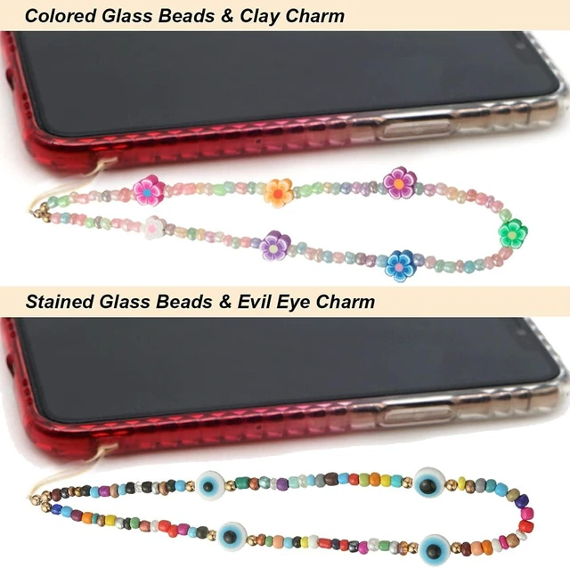 Alt view image 4 of 7 - 6PCS Beaded Phone Charms Strap Fruit Star Faux Pearl Rainbow Beads Phone Chains Beaded Lanyard for Camera Key Wallet Valentines Day Gifts for Her Women