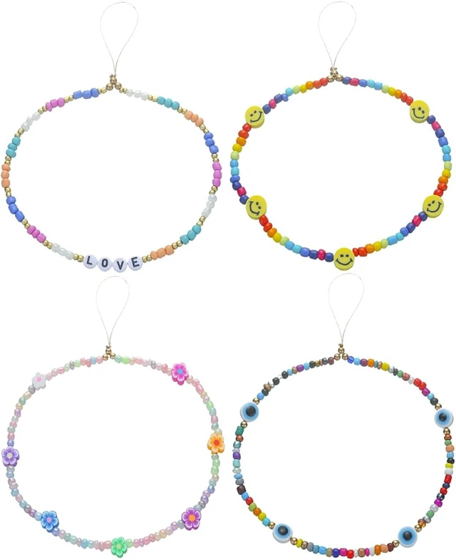 Alt view image 5 of 7 - 6PCS Beaded Phone Charms Strap Fruit Star Faux Pearl Rainbow Beads Phone Chains Beaded Lanyard for Camera Key Wallet Valentines Day Gifts for Her Women