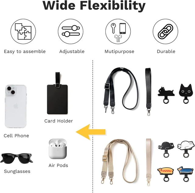 Alt view image 3 of 7 - Anti-Theft Phone Strap Adjustable Crossbody & Wrist Lanyard Universal Tether Tab (2-Pack) for Secure Hands
