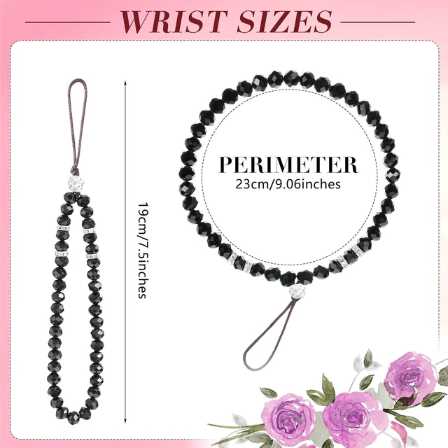 Alt view image 2 of 7 - 3 Pieces Cell Phone Lanyard Strap Phone Charm Bling Crystal Beads Hand Wrist Lanyard Strap Beaded Womens Wristlet