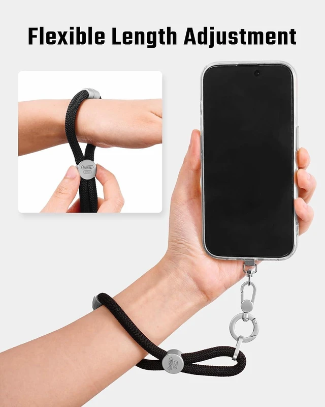 Alt view image 2 of 6 - KH00 Adjustable Phone Lanyard Wrist Strap with Two Clip Options DIY Length Cord for Hands Free Everyday Use