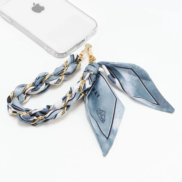 Alt view image 4 of 6 - Phone Wrist Lanyard Gold Metal Scarf Phone Charm Strap with Tether Tab Women Phone Chain Accessories for Handbags