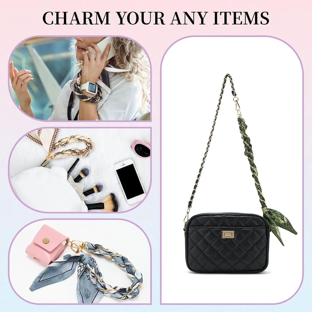 Alt view image 5 of 6 - Phone Wrist Lanyard Gold Metal Scarf Phone Charm Strap with Tether Tab Women Phone Chain Accessories for Handbags