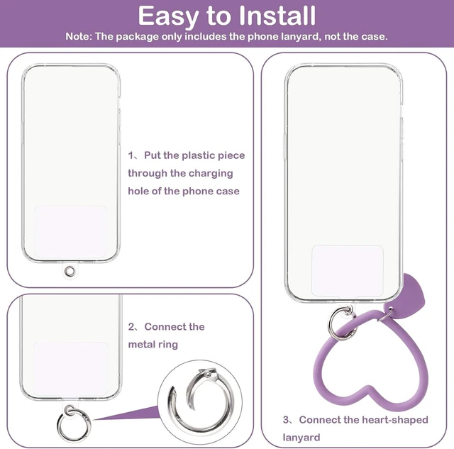 Alt view image 5 of 7 - Heart Loop Phone Lanyard with 2 Back Patches Phone Wrist Lanyard