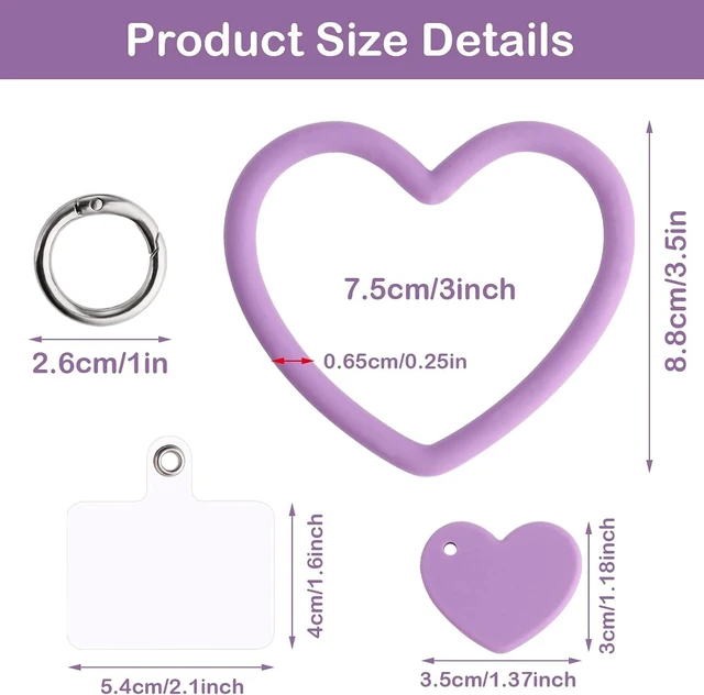 Alt view image 6 of 7 - Heart Loop Phone Lanyard with 2 Back Patches Phone Wrist Lanyard