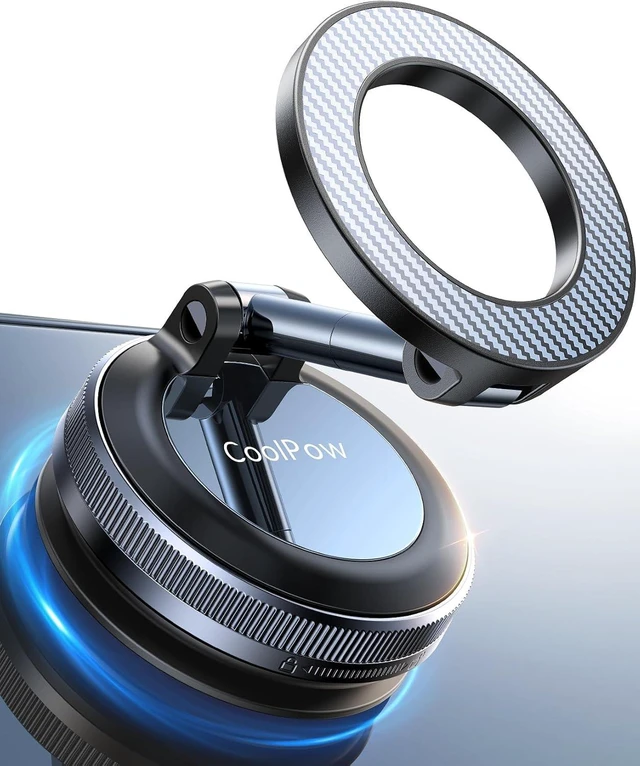 Main image of Newest Vacuum Magnetic Phone Holder for Car Phone Holder MountMovable Vacuum SuctionMagsafe Car Mount Cell Phone Holders for Your Car Accessories for Women Men for iPhone 17 16-Carbon Fiber