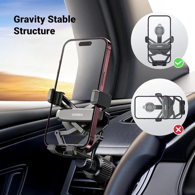 Alt view image 4 of 7 - Car Phone Holder Vent Phone Mount Never Blocking Air Vent Clip