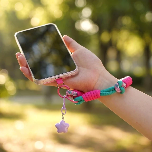 Alt view image 6 of 7 - 3 Pcs Color Blocking Cell Phone Wrist Strap with Star Keychain Charm