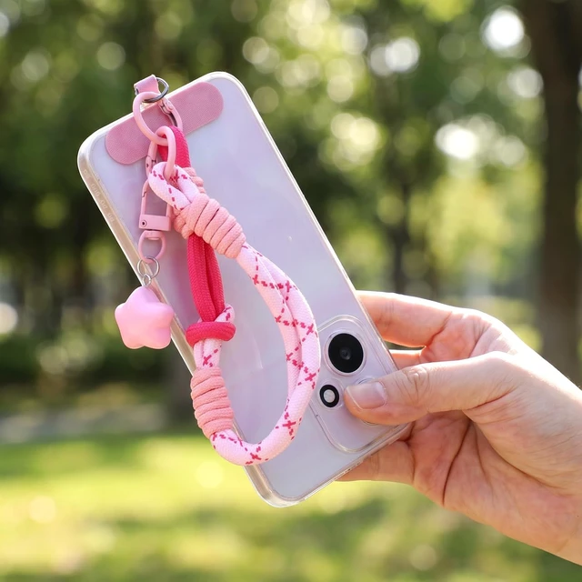 Alt view image 7 of 7 - 3 Pcs Color Blocking Cell Phone Wrist Strap with Star Keychain Charm