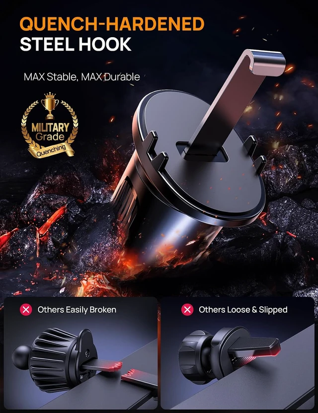 Alt view image 2 of 7 - Air Vent Car Phone Holder Metal Hook Clip One-Hand Release Anti-Shake
