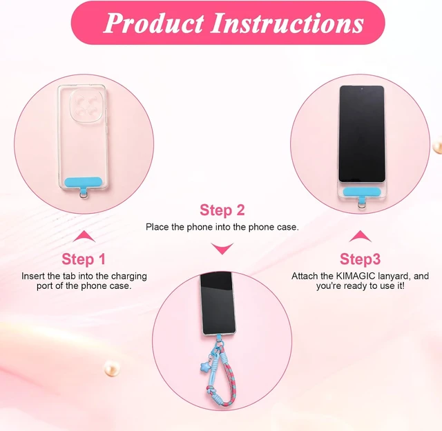 Alt view image 5 of 7 - 3Pcs Color Blocking Cell Phone Wrist Strap Cute with Star Keychain Pendant