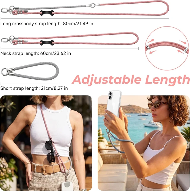 Alt view image 3 of 7 - Phone Lanyard Crossbody 3-in-1 Adjustable Phone Strap Pink