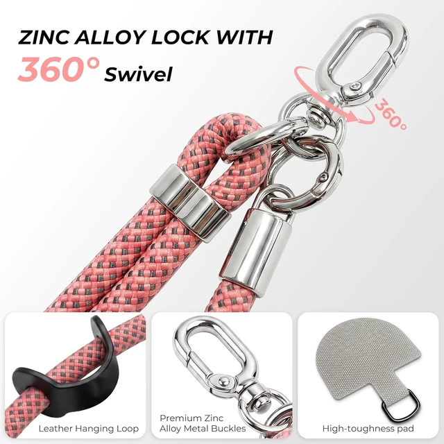 Alt view image 6 of 7 - Phone Lanyard Crossbody 3-in-1 Adjustable Phone Strap Pink